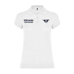 Tricou de dama brodat RETROMOBIL alb